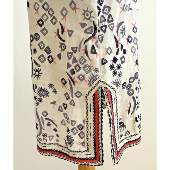 Tory Burch Tunic Blouse 6 Evil Eye Ivory Black Orange Embroidered Sequins Cotton - Picture 6 of 14